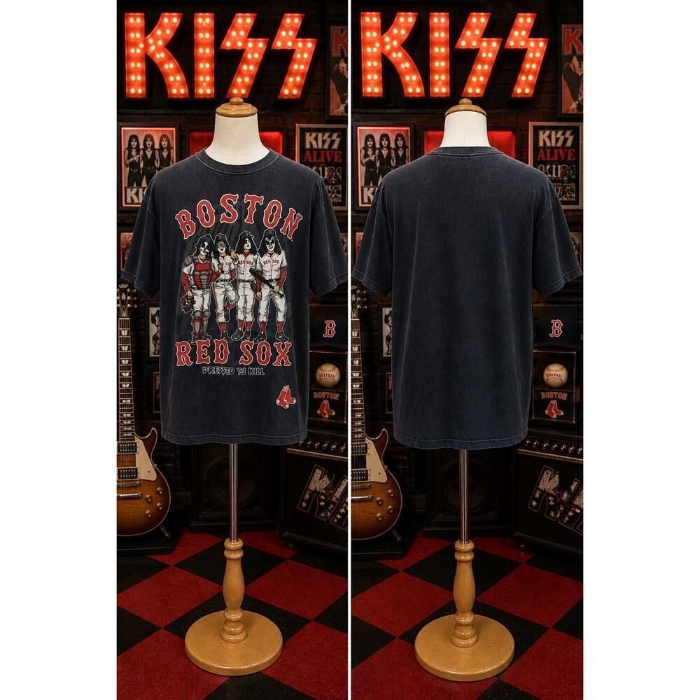 KISS Boston Red Sox Tee 2014 Dressed To Kill Band MLB Shirt 3XL